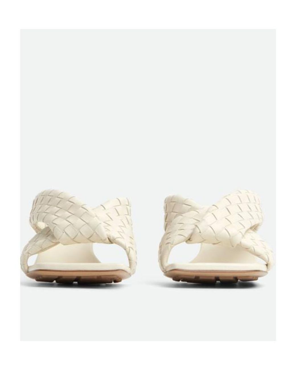 Bottega Veneta Natural Riva Intrecciato Leather Mules
