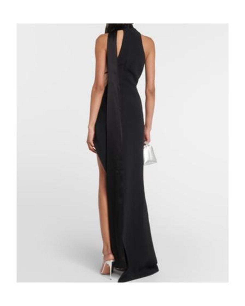 David Koma Black Cutout Satin Gown