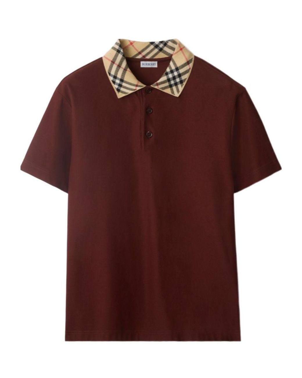 Burberry Red Check Collar Short Sleeved Polo Shirt for men