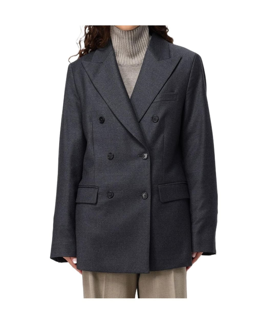 Barena Black Double-Breasted Peaked-Lapel Jacket