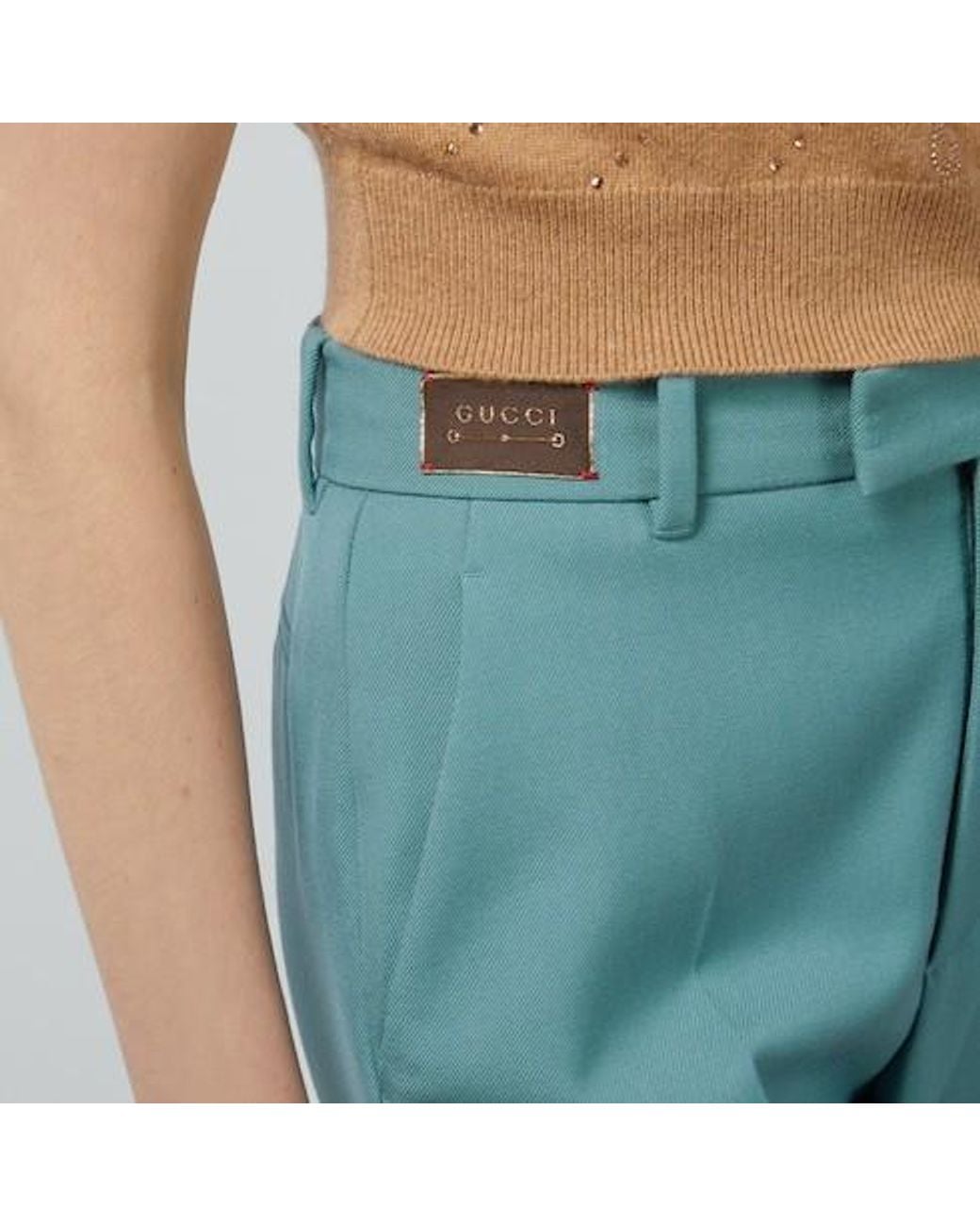 Gucci Blue High Waist Horsebit Trousers