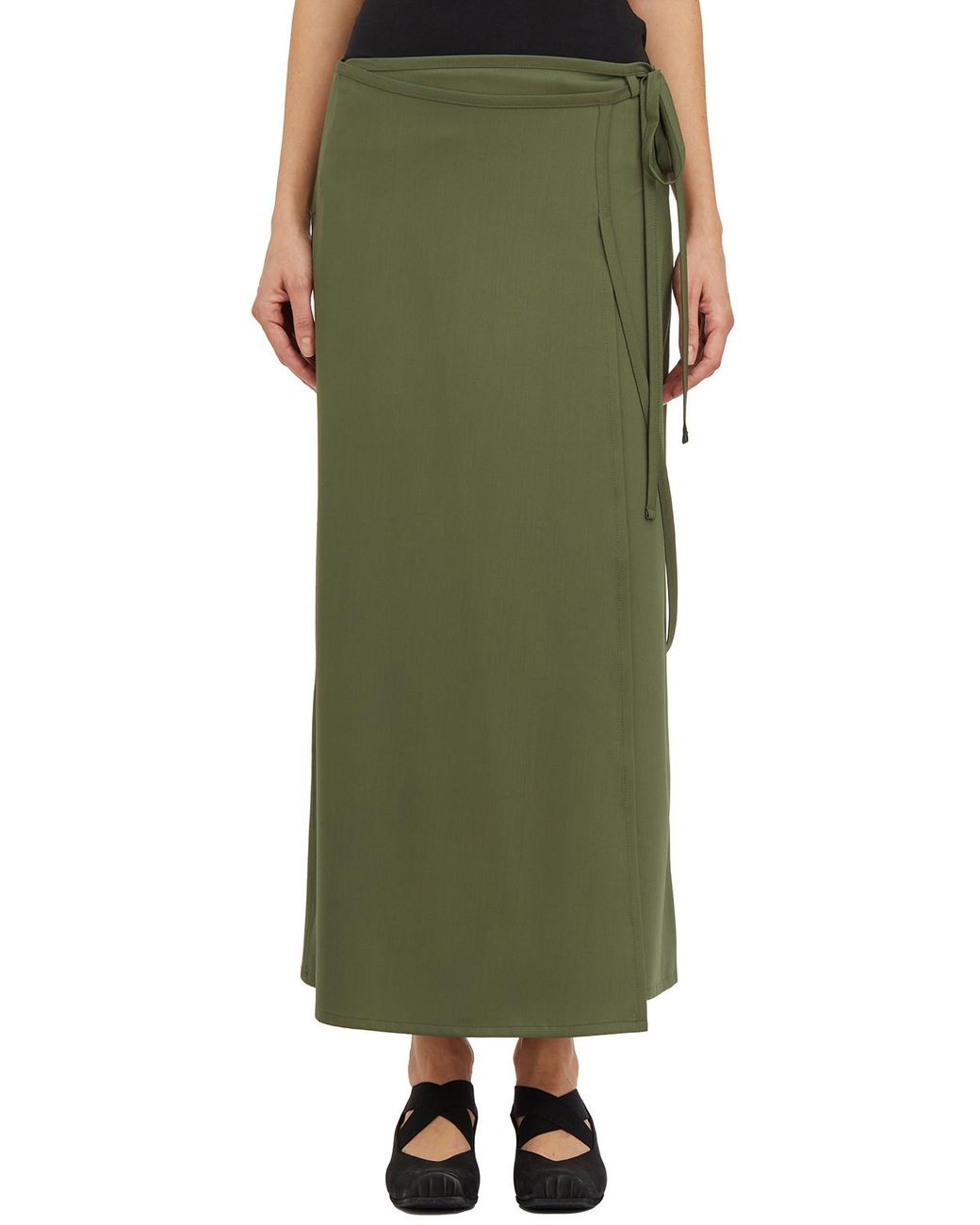 Lemaire Green Tied-Waist Wrapped Midi Skirt