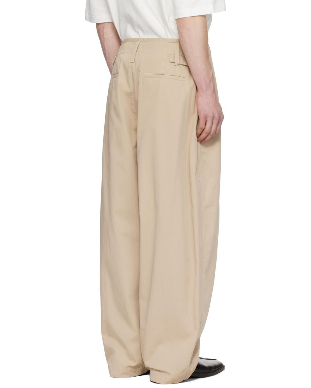 Lemaire White Pleated Palazzo Pants for men