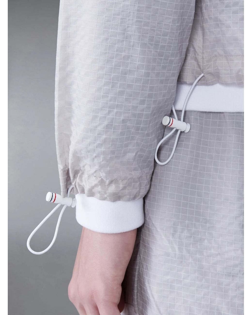 Thom Browne Gray 4-Bar Zipped Ripstop Jacket for men