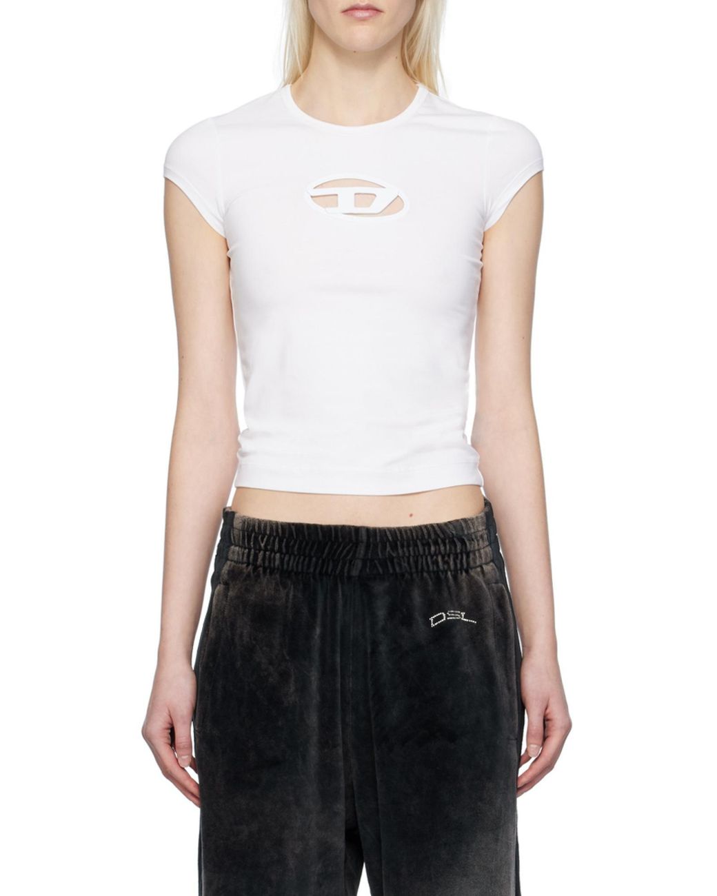DIESEL White T-Angie Cut-Out T-Shirt