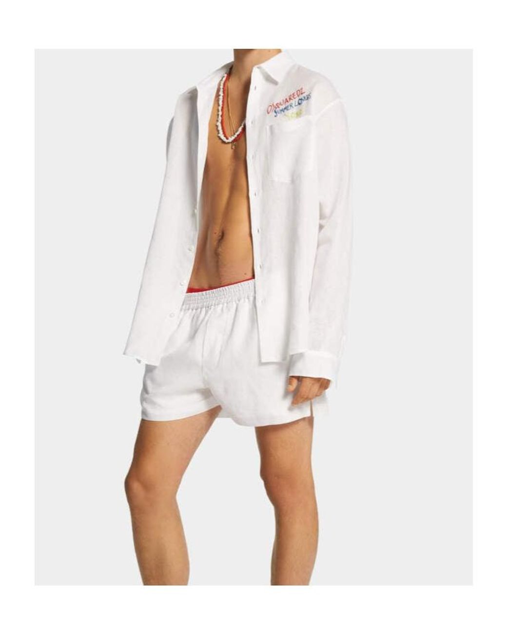 DSquared² White Summer Lovers Oversized Shirt for men