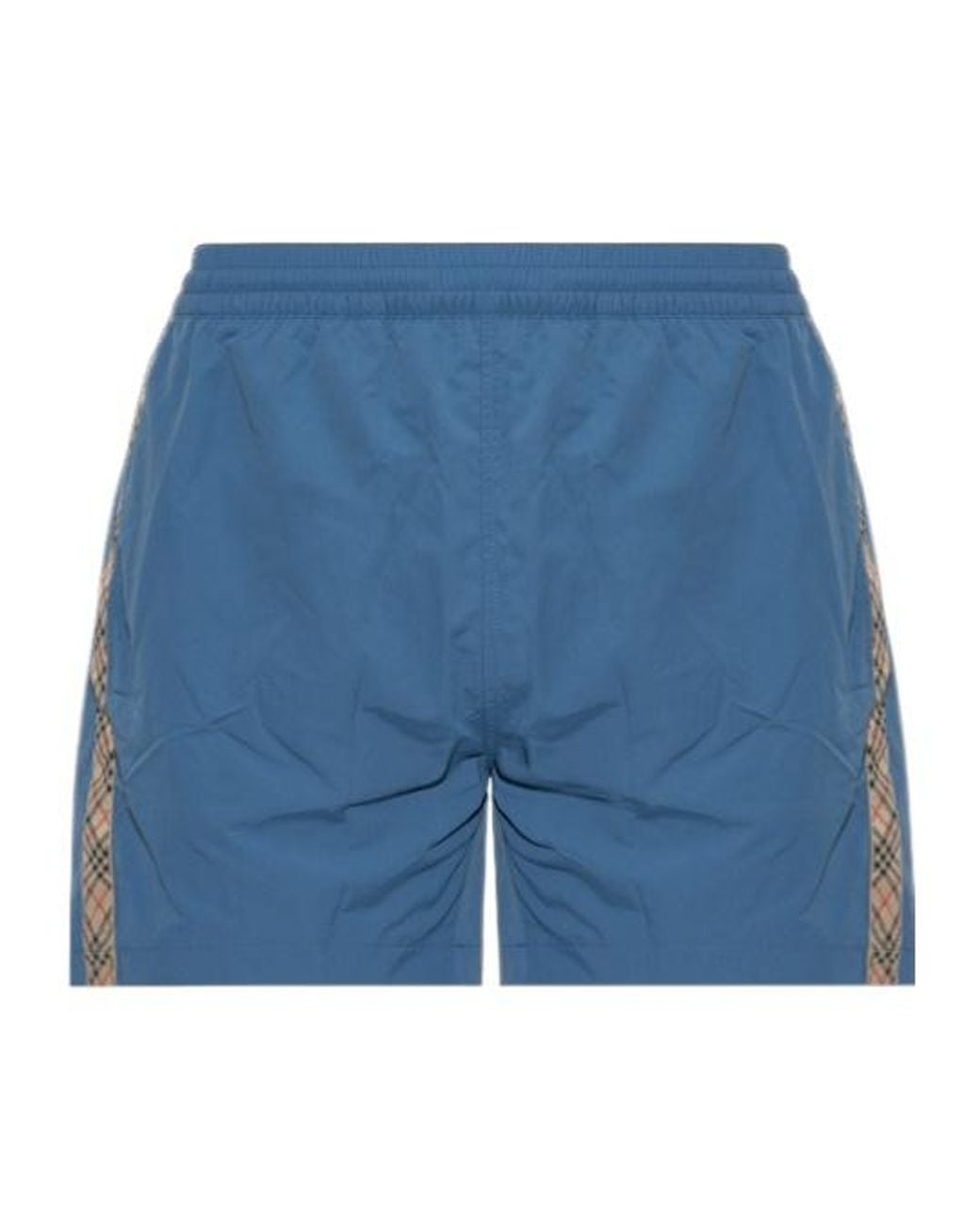 Burberry Blue Checked Trim Swim Shorts for men