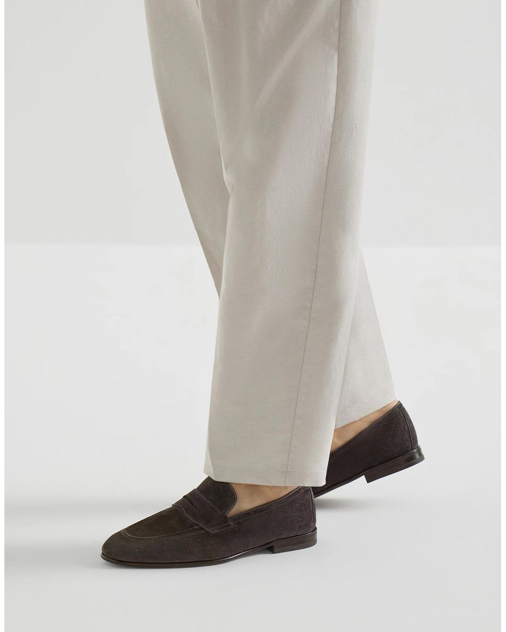 Brunello Cucinelli Brown Slip-On Penny Loafers for men