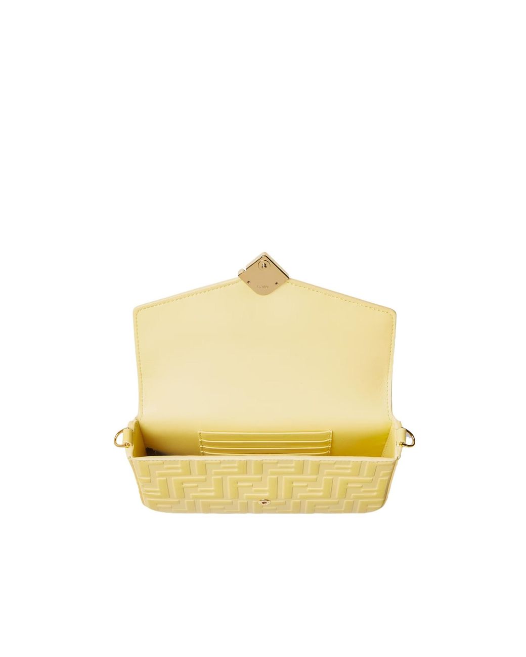 Fendi Yellow Embossed Chain Wallet