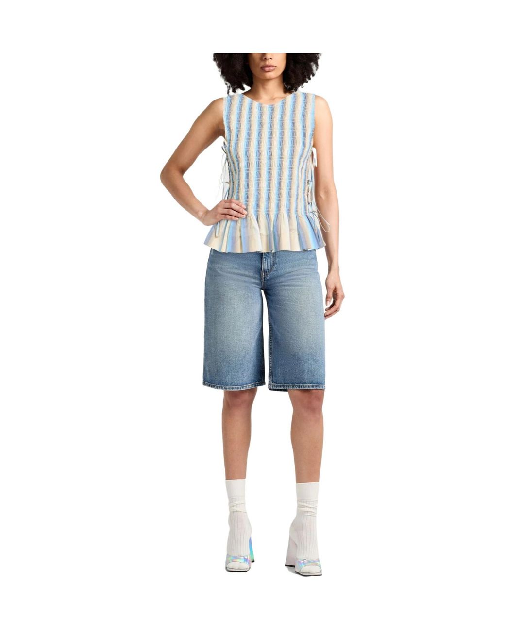 Ganni Blue Top Organic Cotton