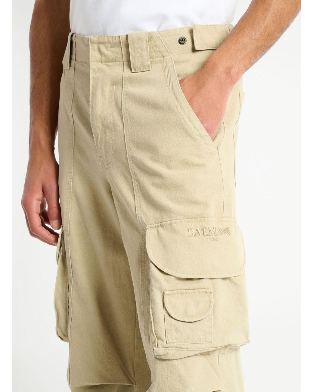 Balmain Natural Cotton Cargo Pants for men