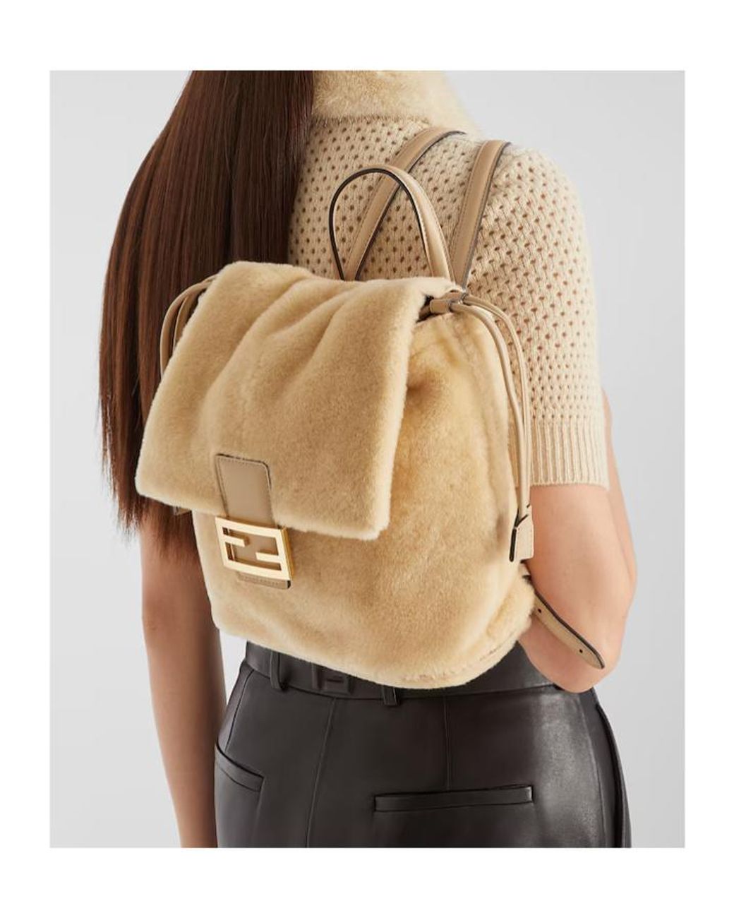 Fendi Natural Shearling Backpack