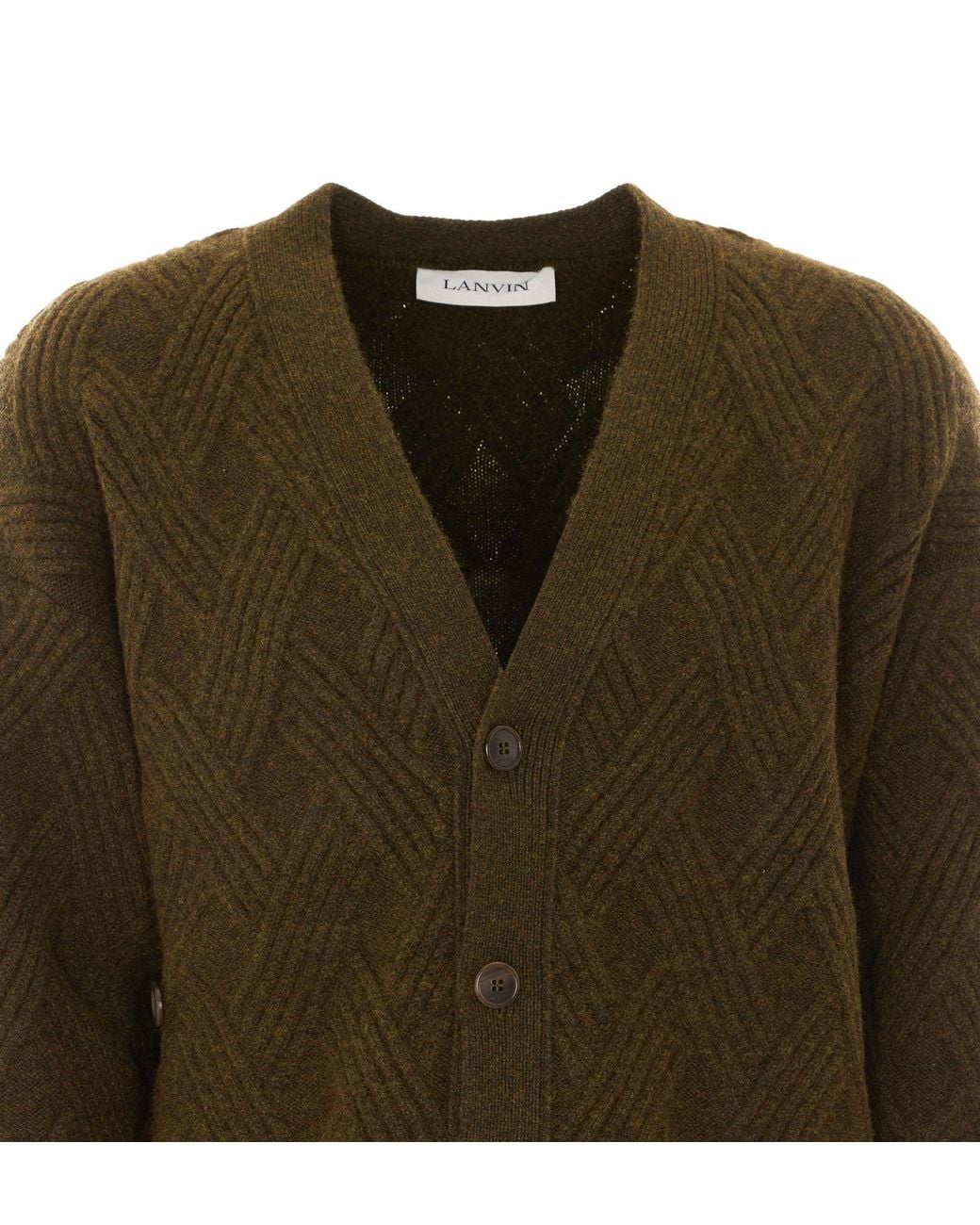 Lanvin Green Long-Sleeve Single-Breasted Cardigan for men