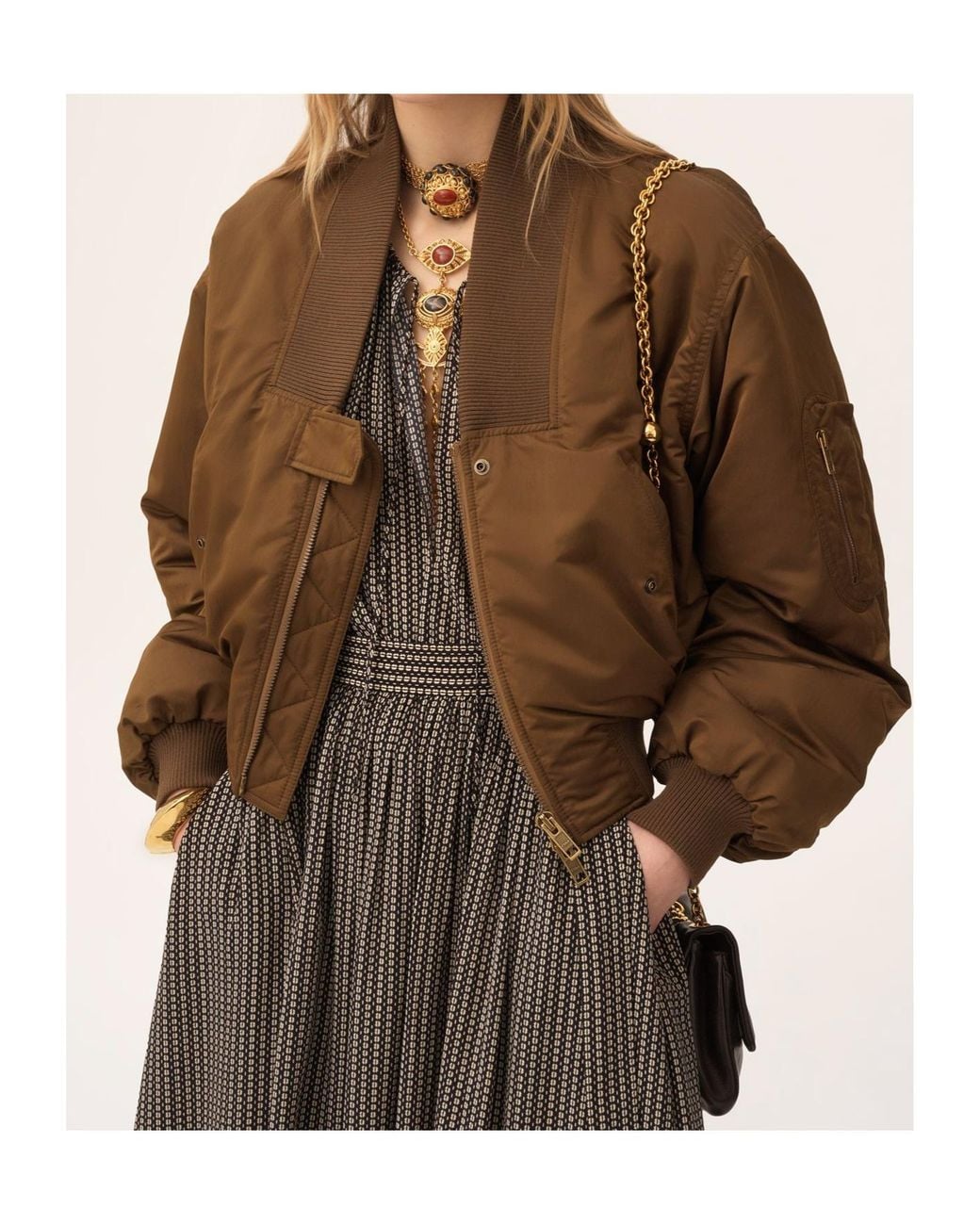 Chloé Brown Chloé Zip-Up Bomber Jacket