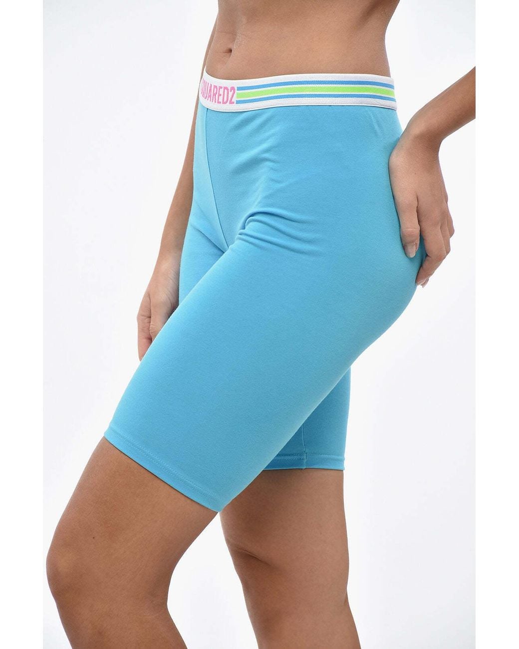 DSquared² Blue Elastic-Waist Cycling Shorts