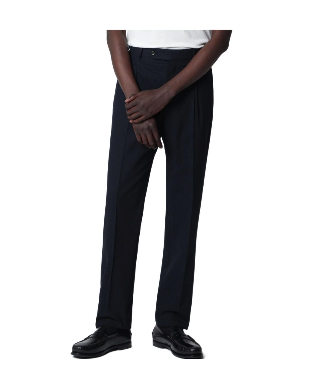 PT01 Black Pleated-Detail Trousers for men