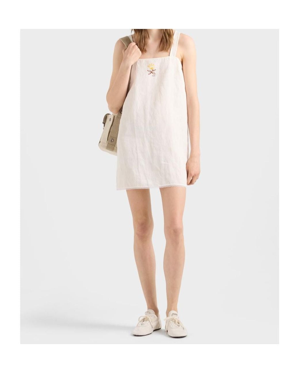 Prada White Embroidered Mini Dress