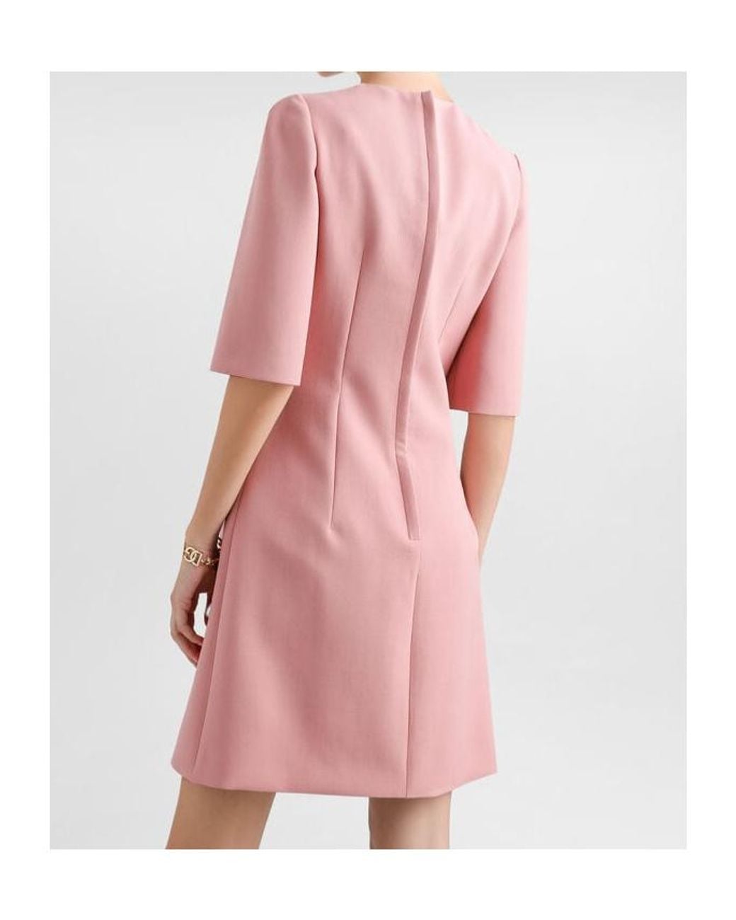 Dolce & Gabbana Pink Fitted Waist Short-Sleeved Midi Dress