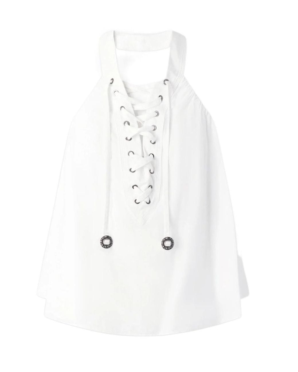 Pinko White Lace-Detail Halterneck Blouse