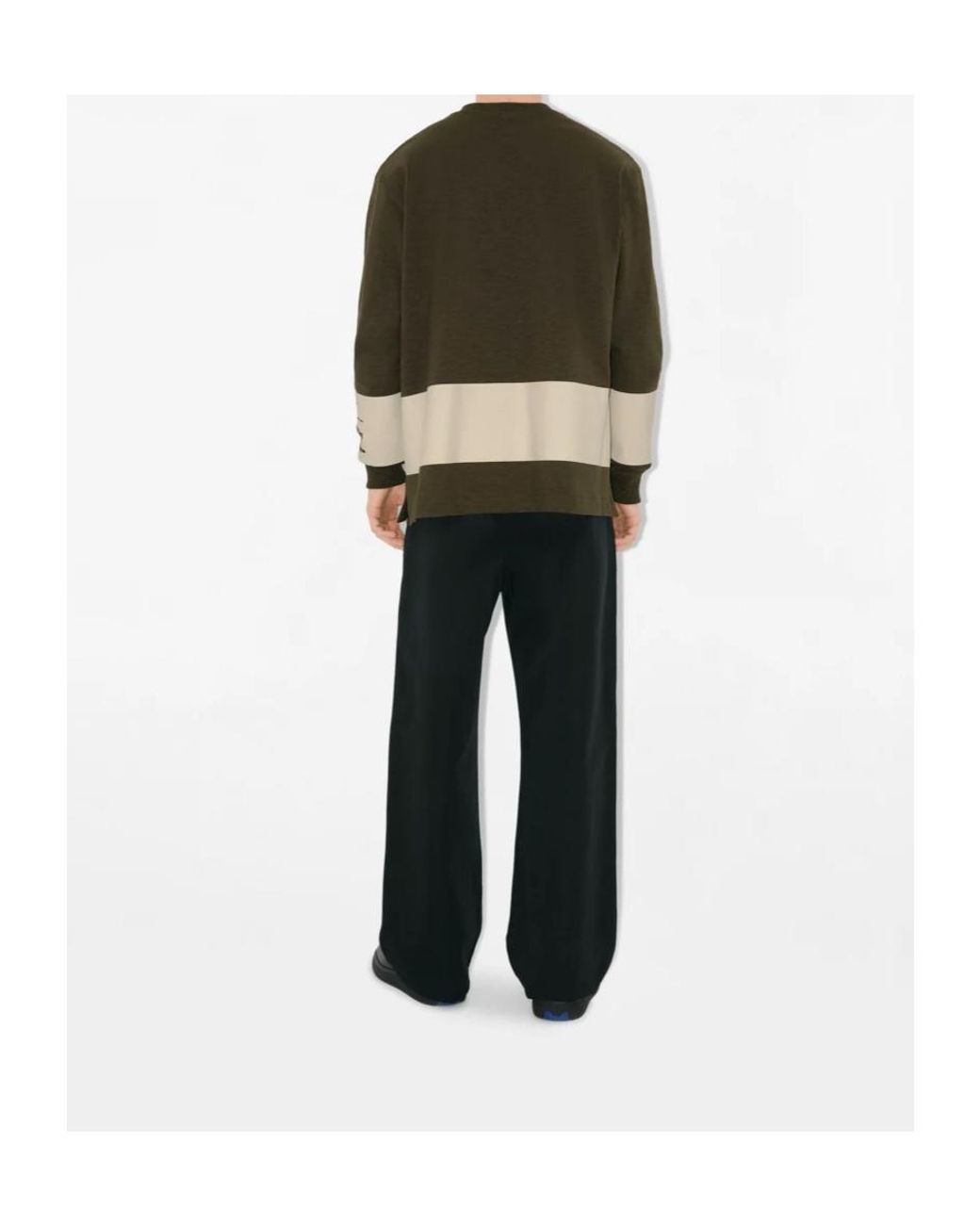 Burberry Green Ekd-Print Stripe-Detailed Crewneck Sweatshirt for men