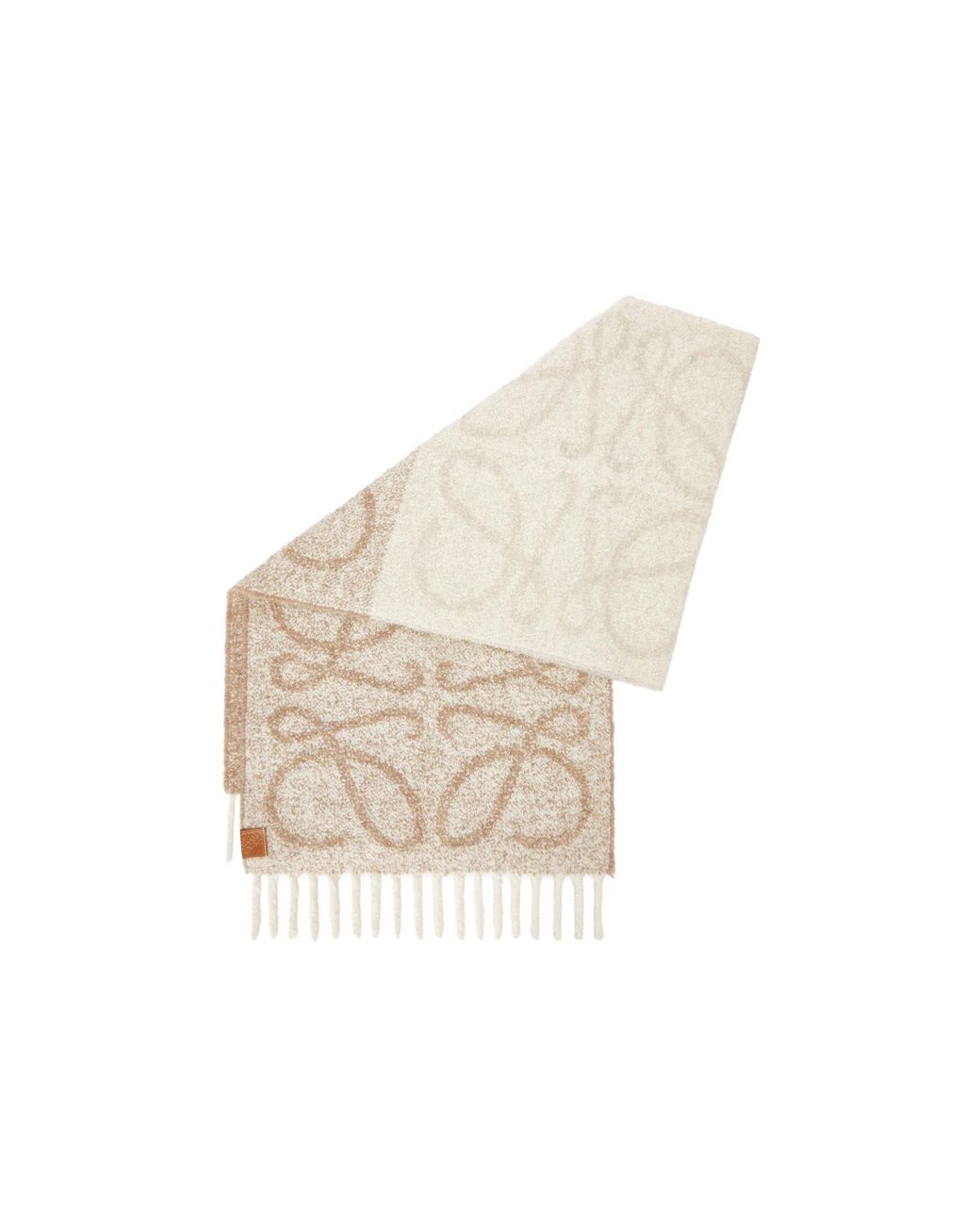 Loewe White Anagram Fringed Scarf