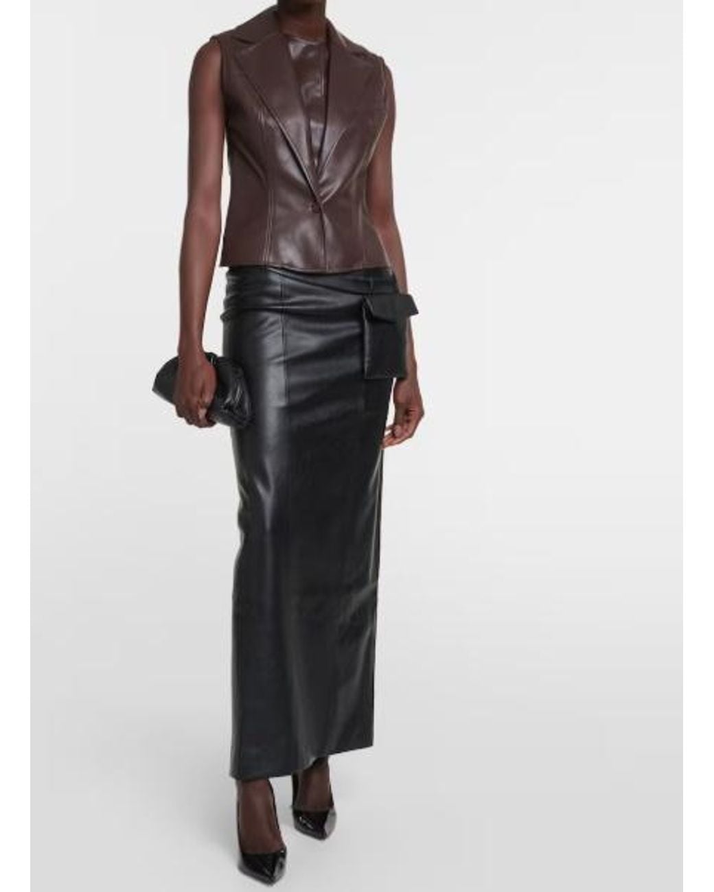 AYA MUSE Black Atyri Coated Midi Skirt