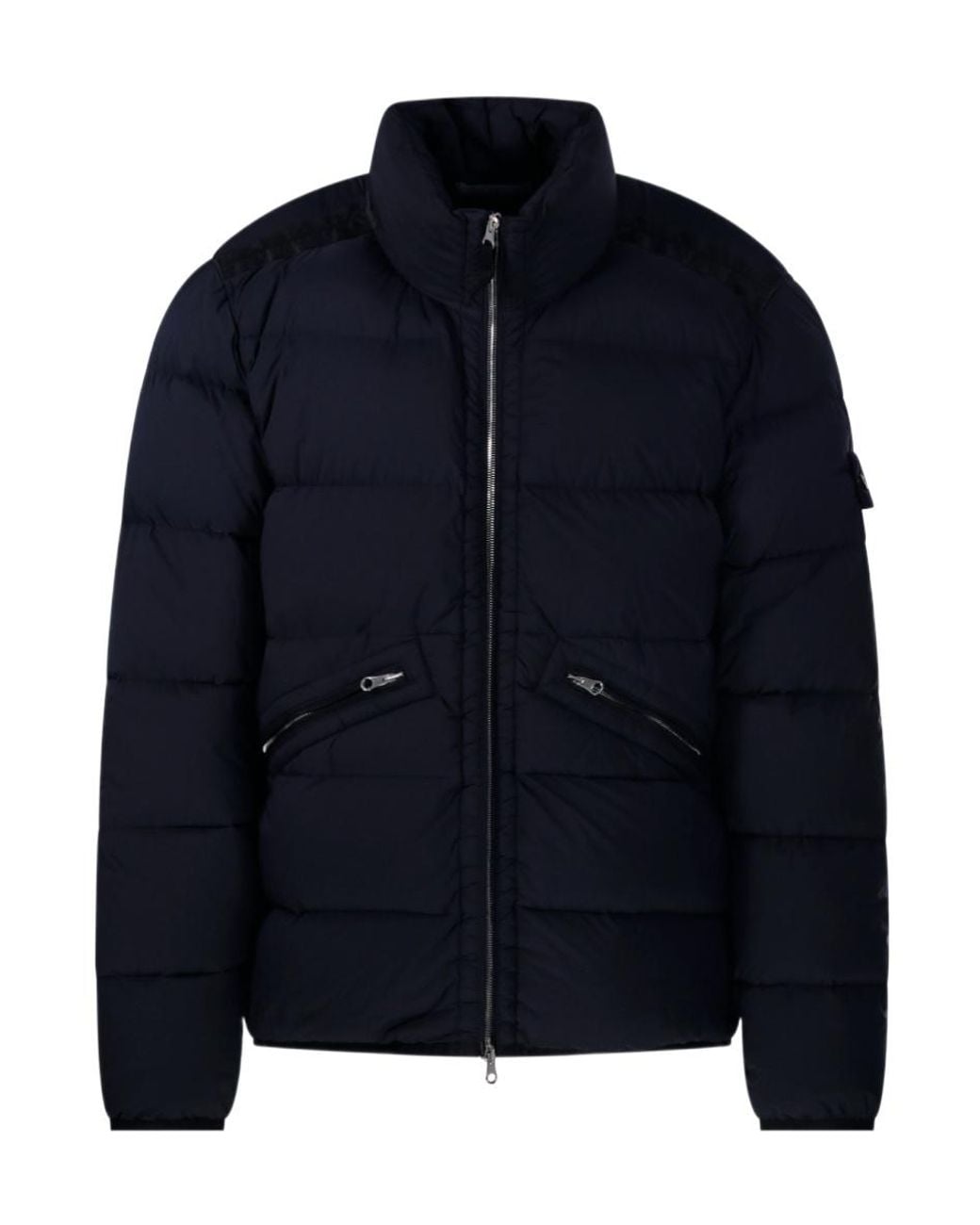 Stone Island Blue High-Neck Zip Up Coat for men