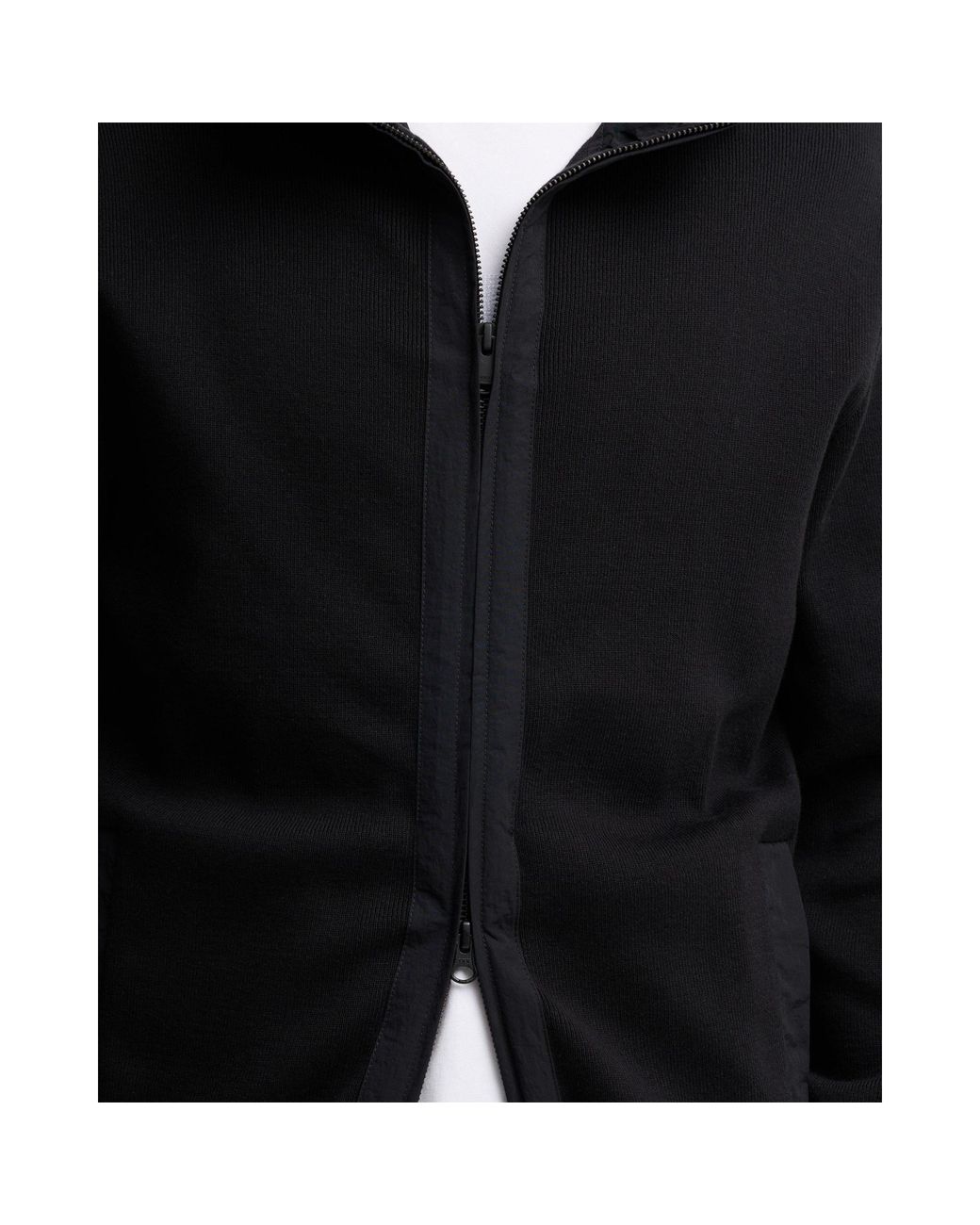 Barbour Black Long Sleeve Hooded Zip Knit Jacket for men