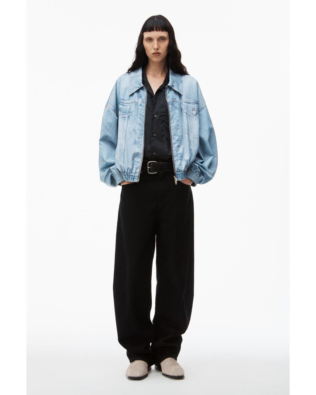 Alexander Wang Blue Denim Bomber Jacket