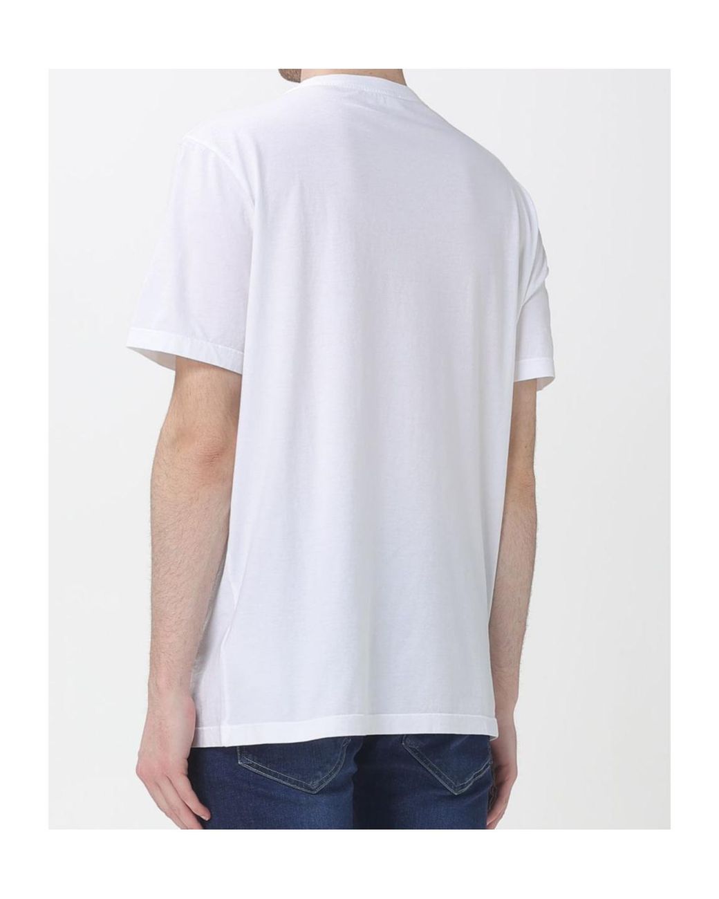 Dondup White Logo Embroidered Crewneck T-Shirt for men