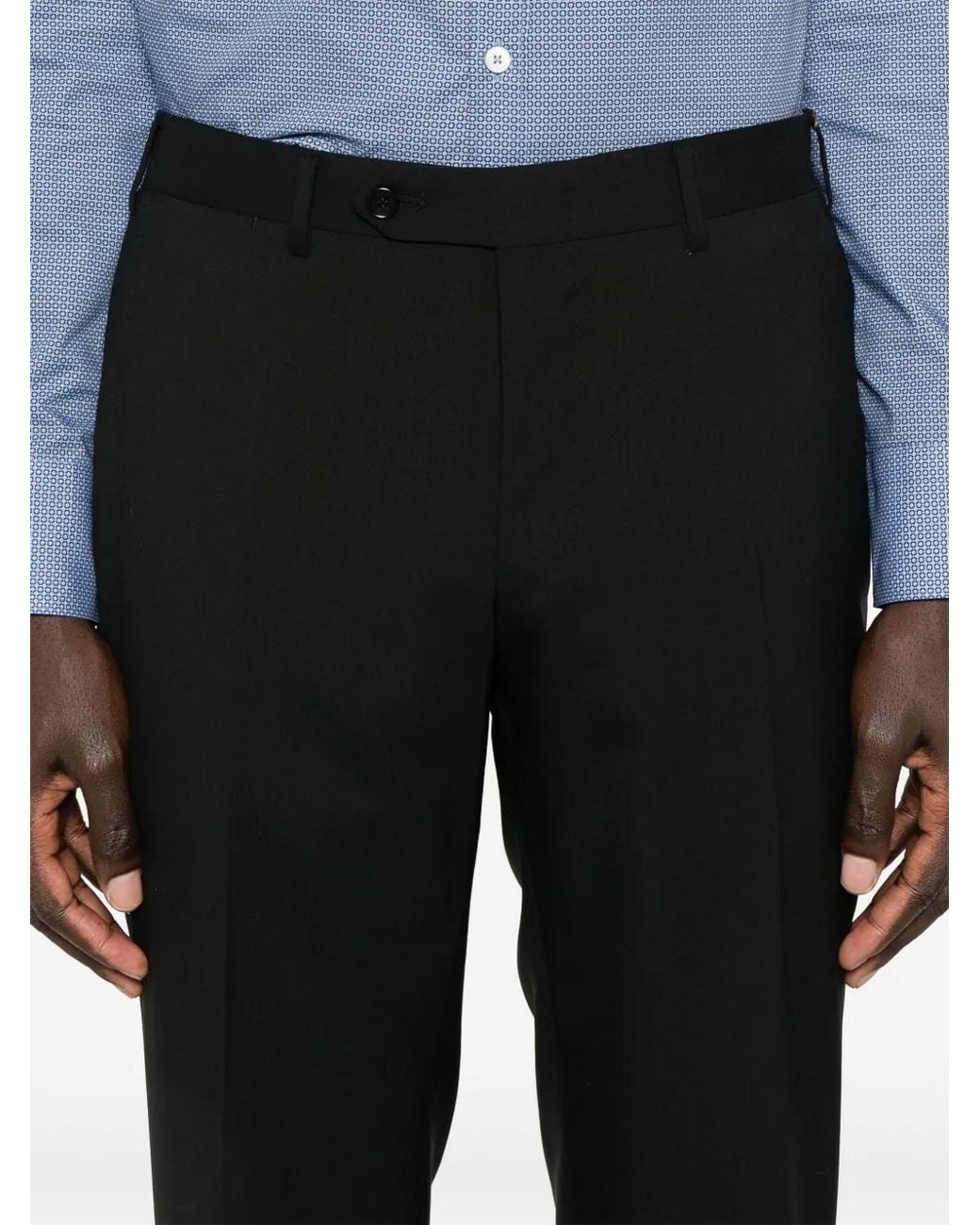 Canali Black Belt-Loop Casual Trousers for men