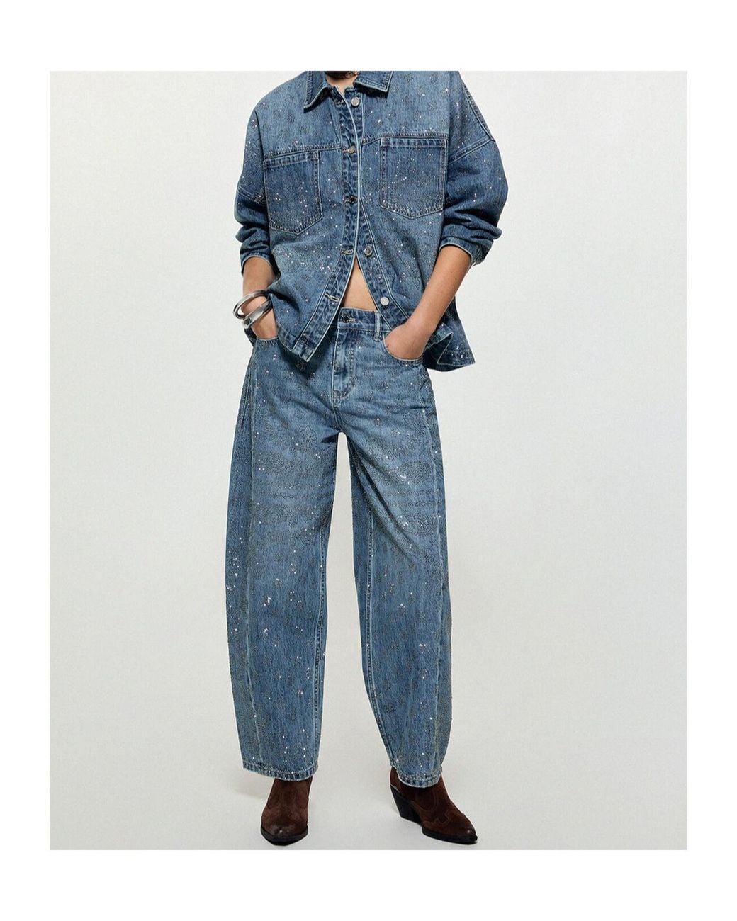 Liu Jo Blue Jeans Balloon With Rhinestones
