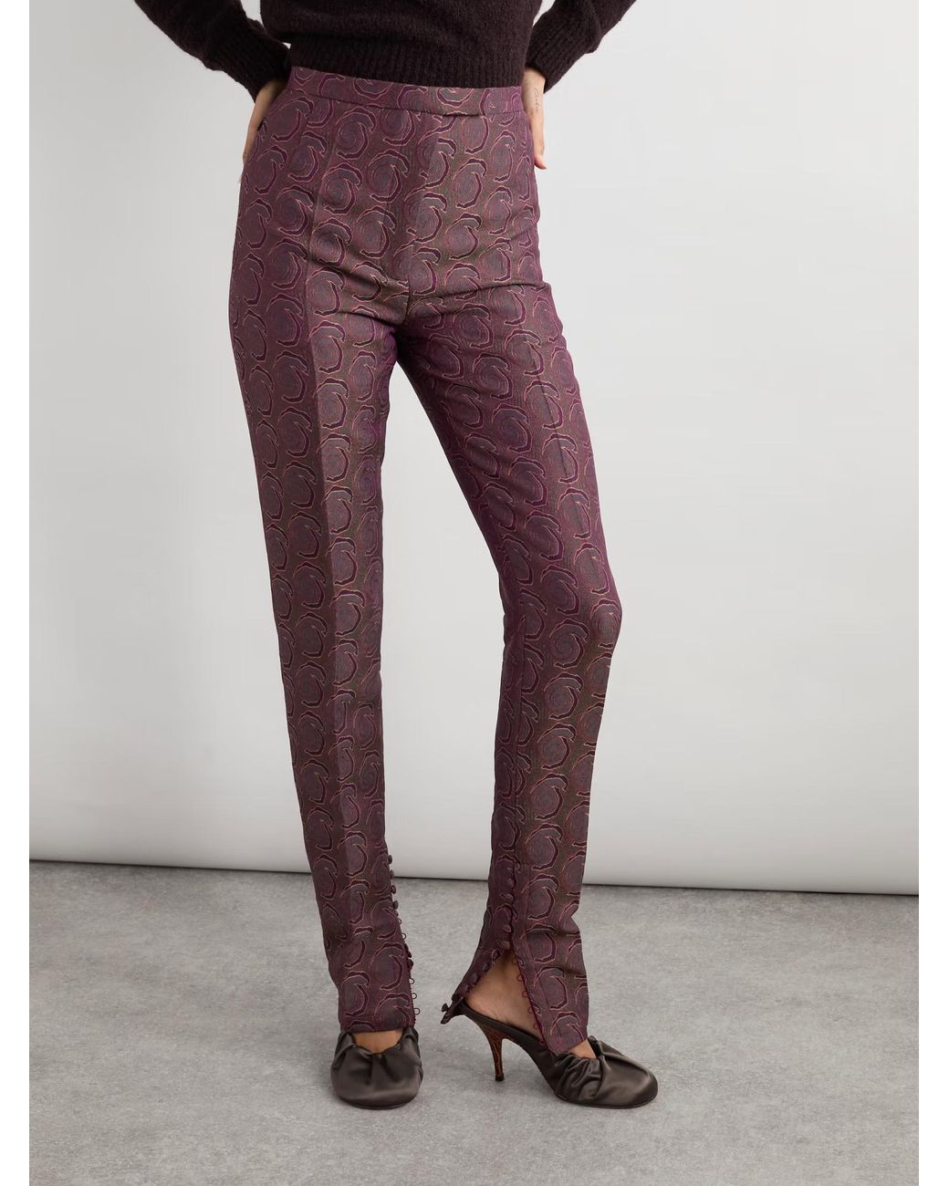 Dries Van Noten Purple Jacquard Skinny Pants