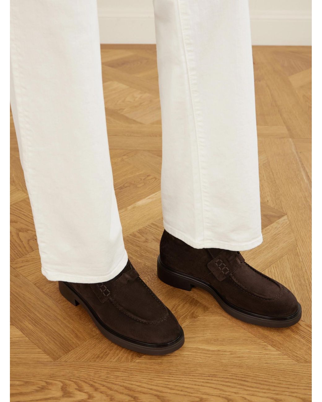 Gianvito Rossi Brown Suede Penny Loafer Ankle Boots