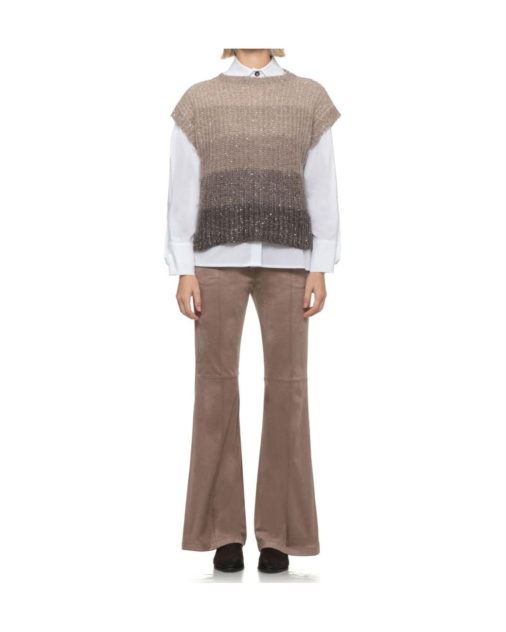 D.exterior Multicolor Sequinned Gradient Knitted Top