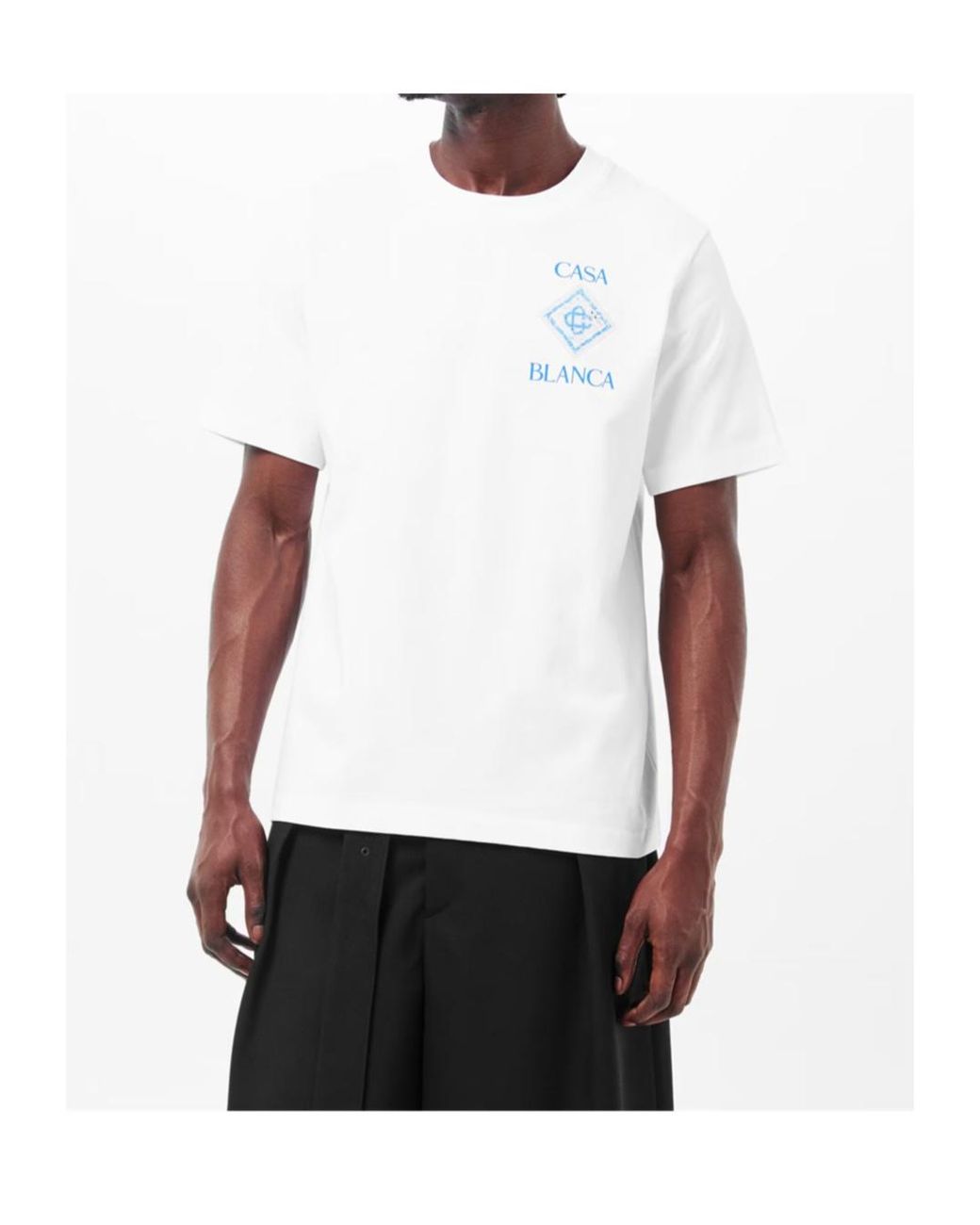 Casablanca White Logo Crew Neck T-Shirt for men
