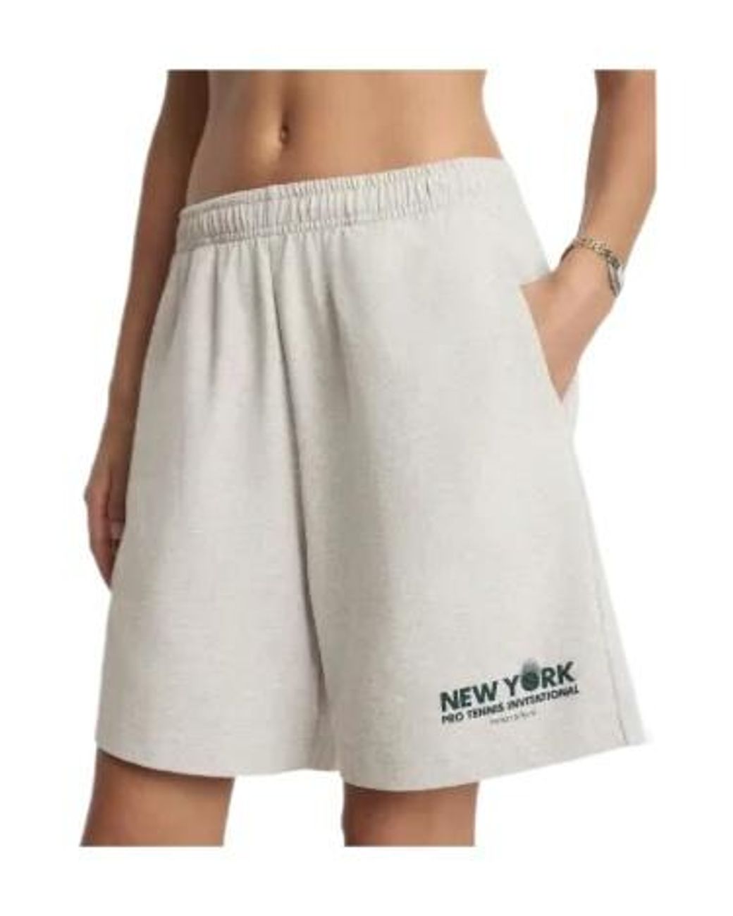 Sporty & Rich White Elasticated Printed Track Shorts