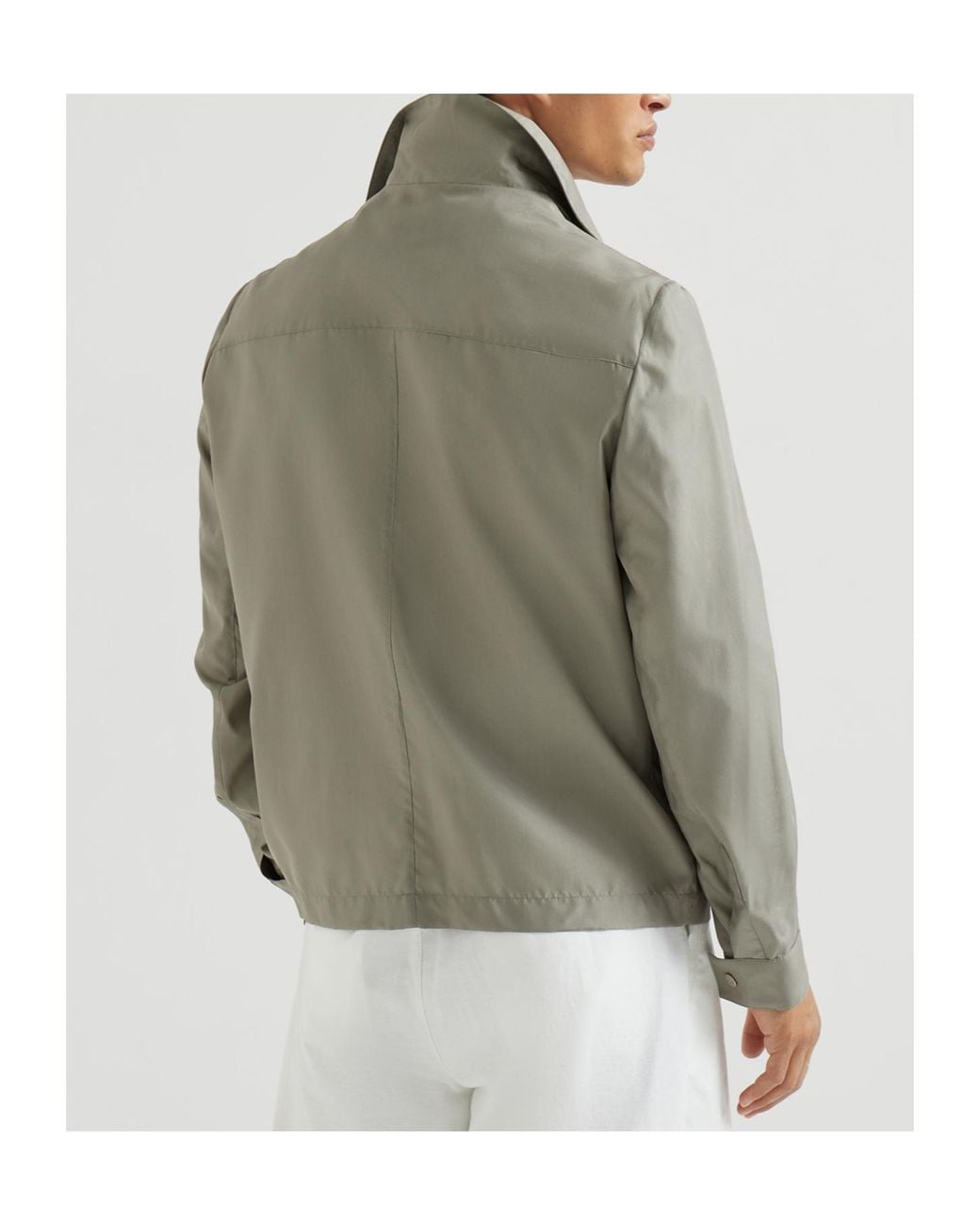 Brunello Cucinelli Green Silk-Blend Water-Resistant Shirt Jacket for men