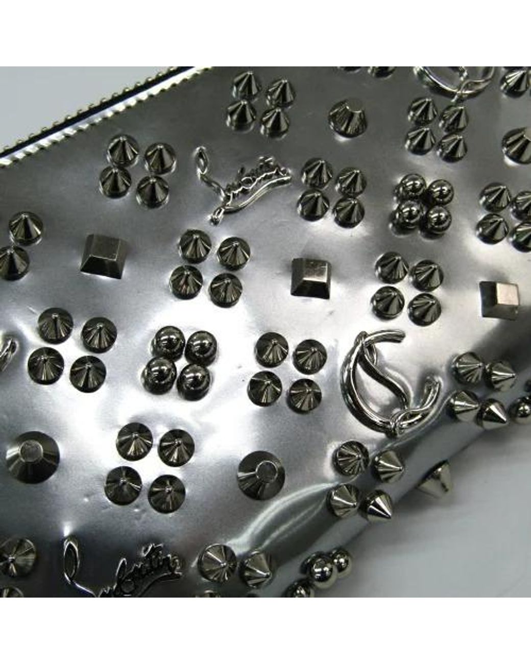 Christian Louboutin White Studded Zip Wallet for men