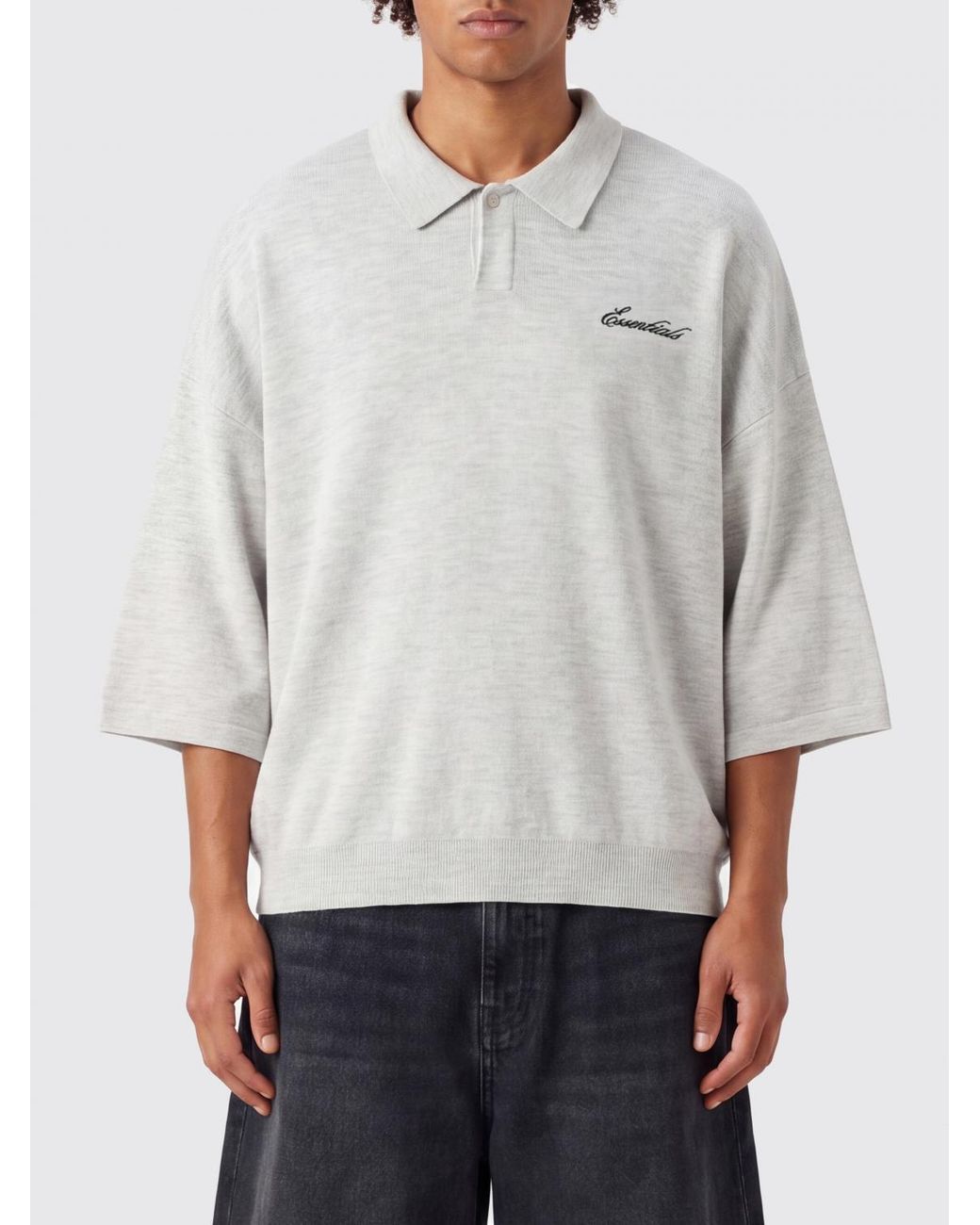 Fear Of God White Essentials Signature Knit Polo Shirt for men