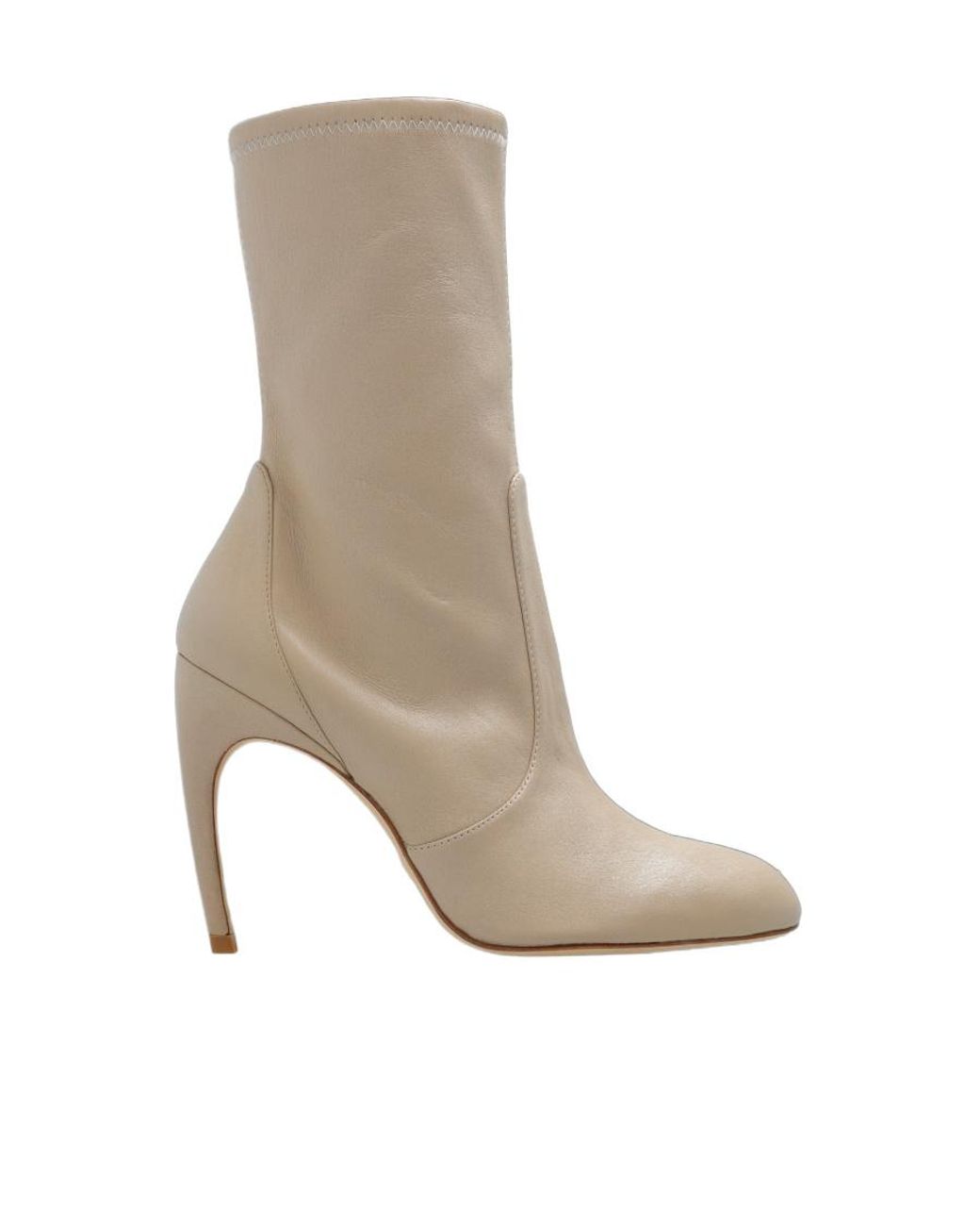 Stuart Weitzman White Luxecurve Almond-Toe Boots
