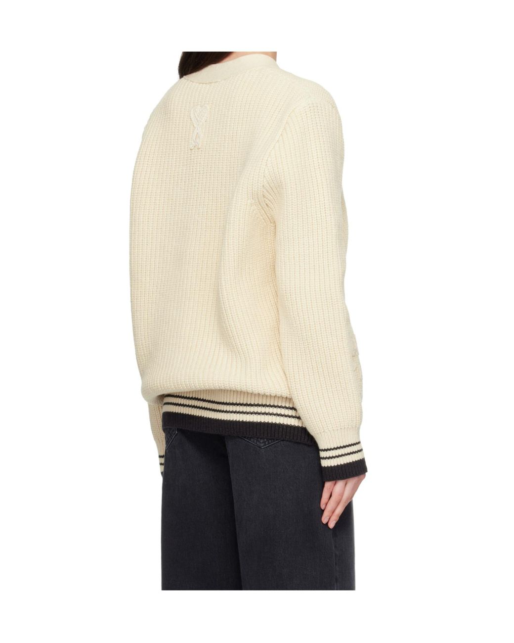 AMI Natural V-Neck Long Sleeved Cardigan