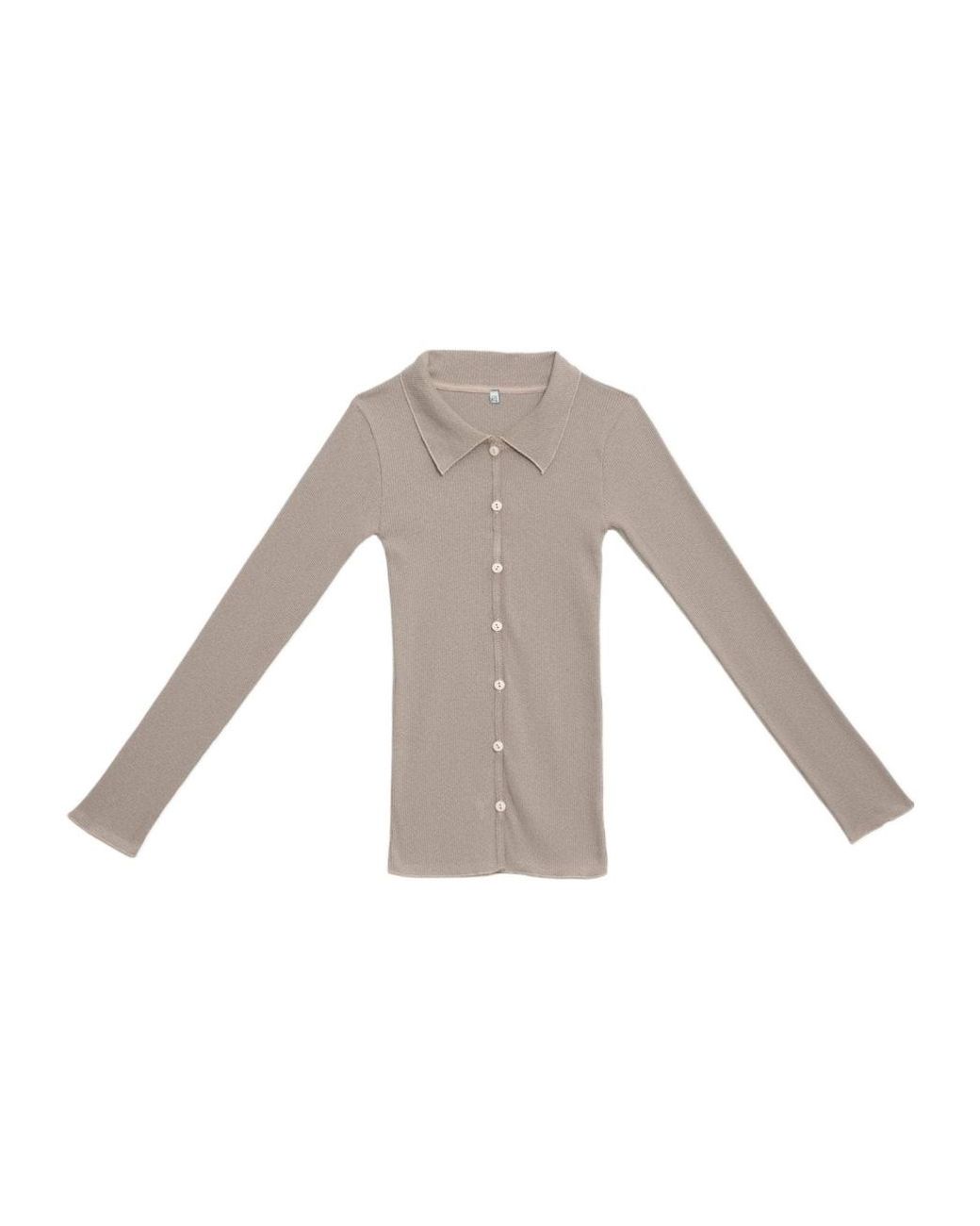 Baserange White Iso Ribbed Button Shirt