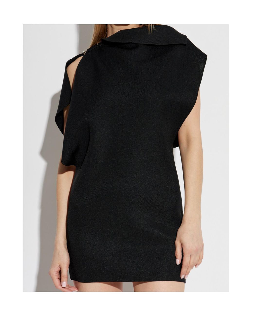 Jacquemus Black La Mini Robe Trapeze Cowl Neck Mini Dress