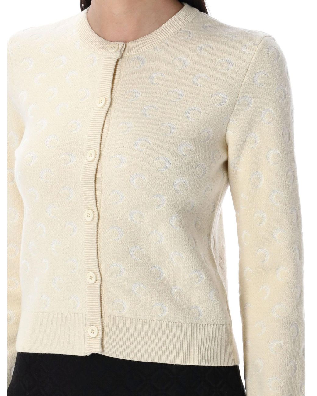 MARINE SERRE White Moon Jacquard Knit Fitted Cardigan