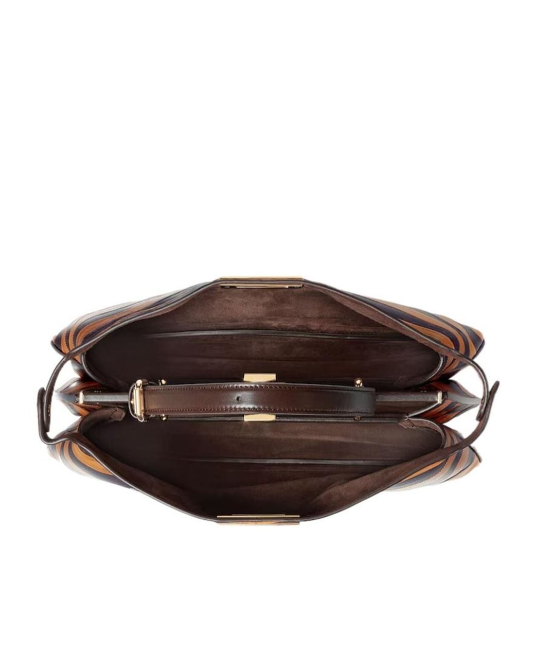 Fendi Brown Peekaboo Soft Large Two-Tone Inlaid Hagfish Leather Bag