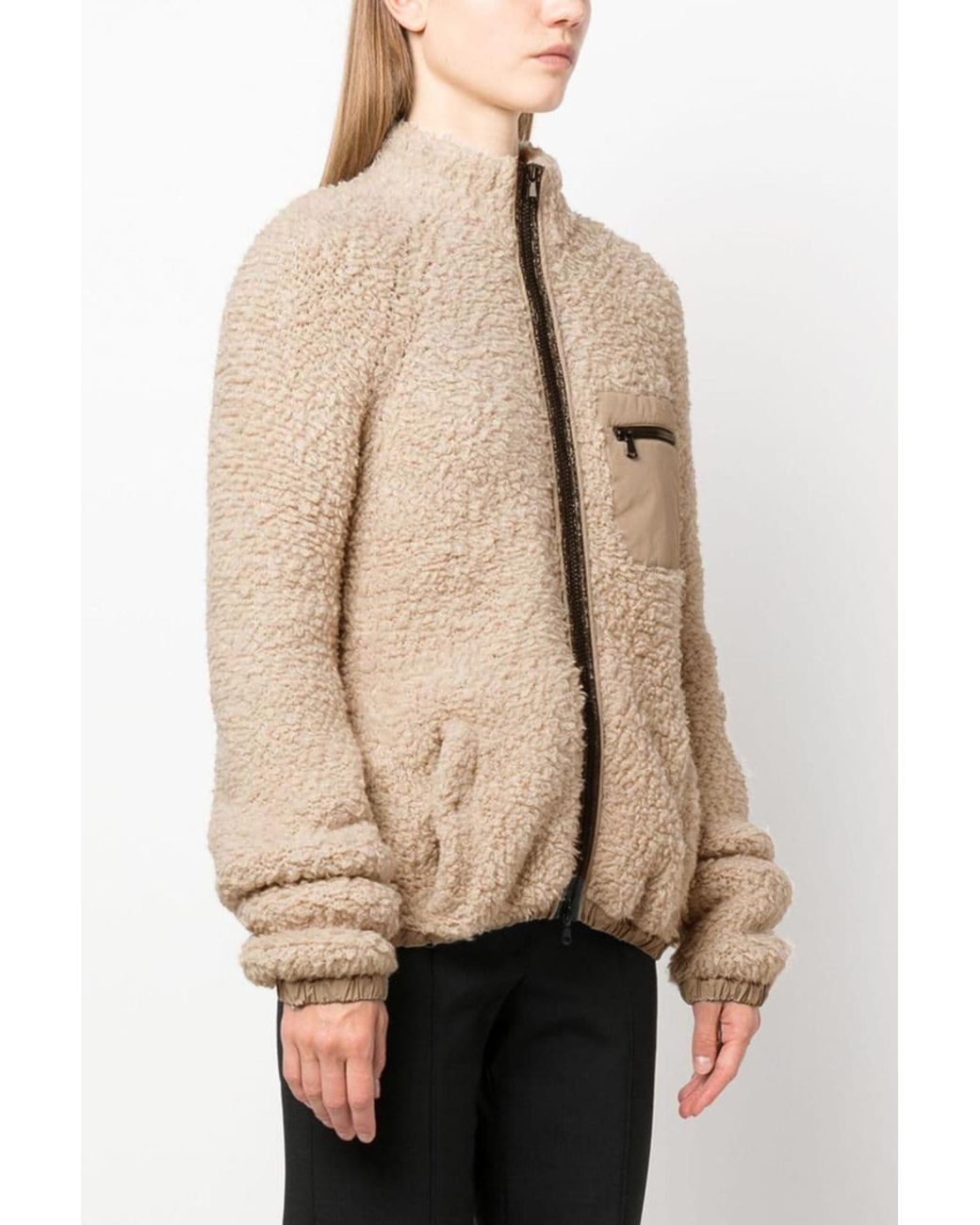 Brunello Cucinelli White High-Neck Zip-Up Jacket