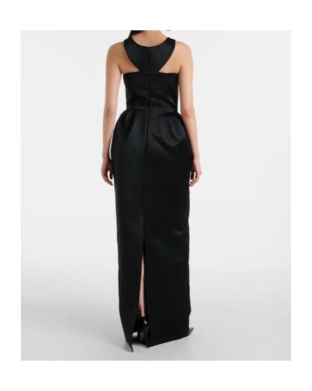 Safiyaa Black Trecchi Embroidered Duchesse Gown