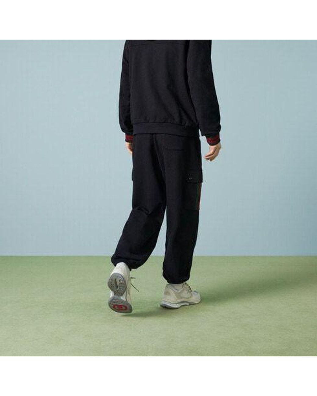 Gucci Black Cotton Jersey Jogging Pant With Web for men