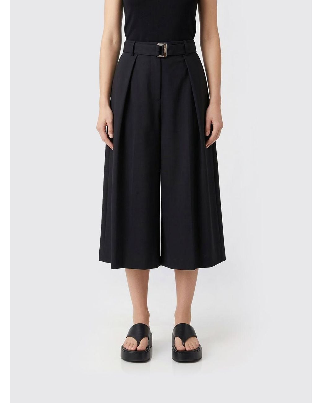 Sacai Black Wide-Leg Cropped Trousers